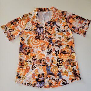San Francisco Giants AOP Hawaiian Trolley Players Button Up Shirt Size M NWOT 1